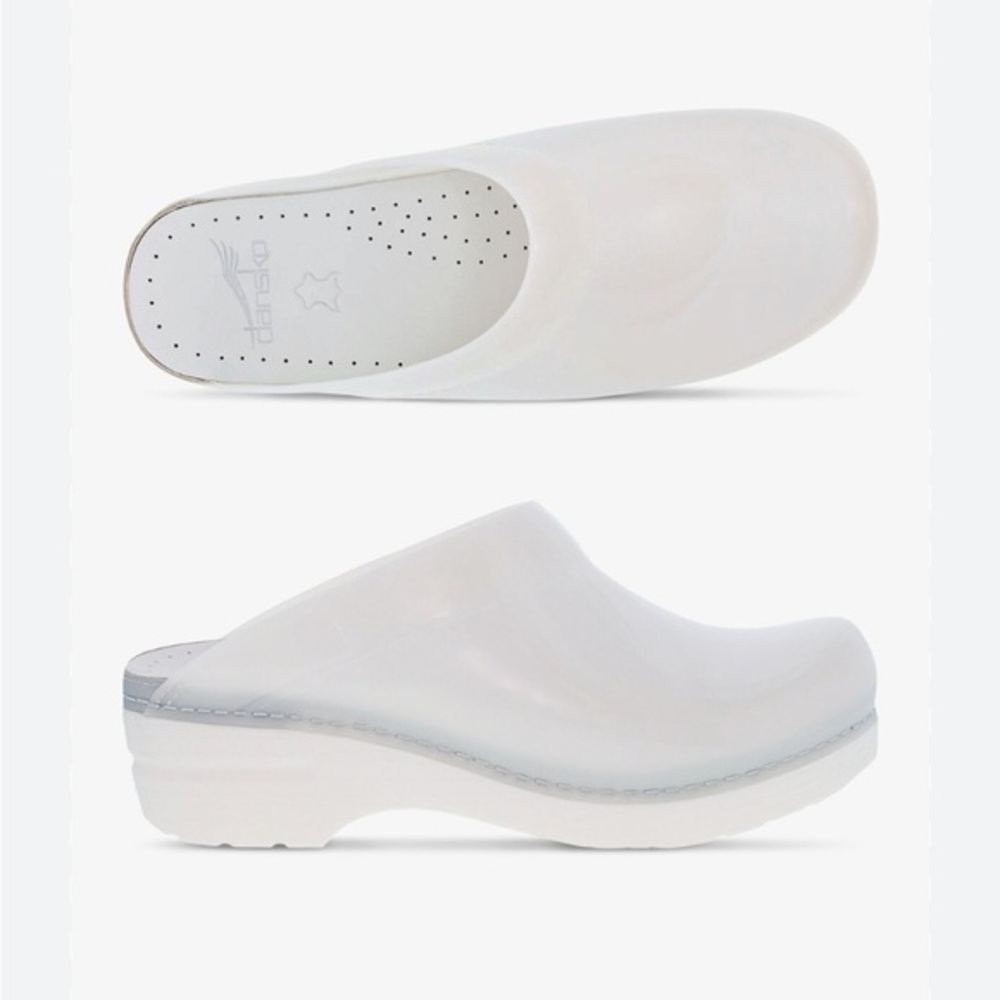 Dansko White Translucent Slip-On Clog Mules